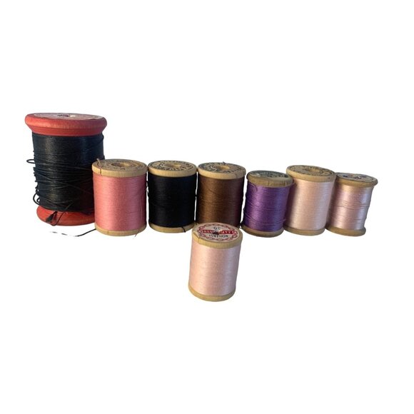 Vintage Sewing Thread wood spool Set of 8 #13 - Picture 1 of 7